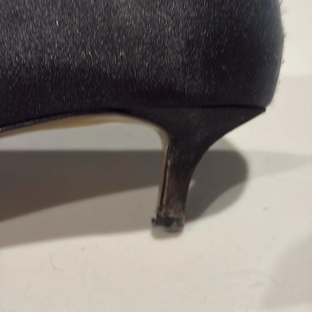 RSVP - Black Peep Toe Heels with Ruffle Detail. Size 11.